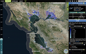 Screenshot of Shoreline Flood Explorer showing 24" of sea level rise