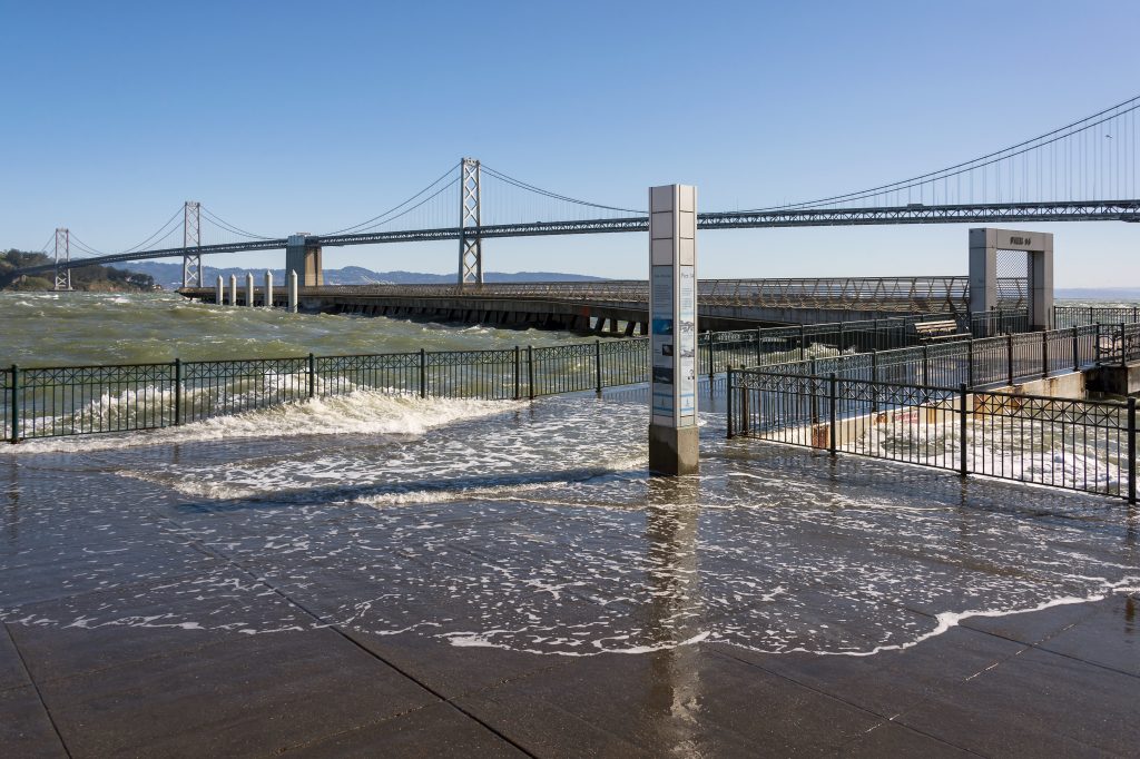 The San Francisco Embarcadero during King Tides. Photo by Sergio Ruiz from California King Tides Project.
